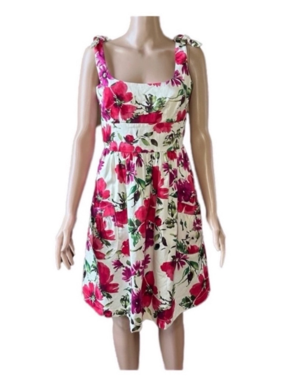 B. Smart White Sundress with Pink Floral Print